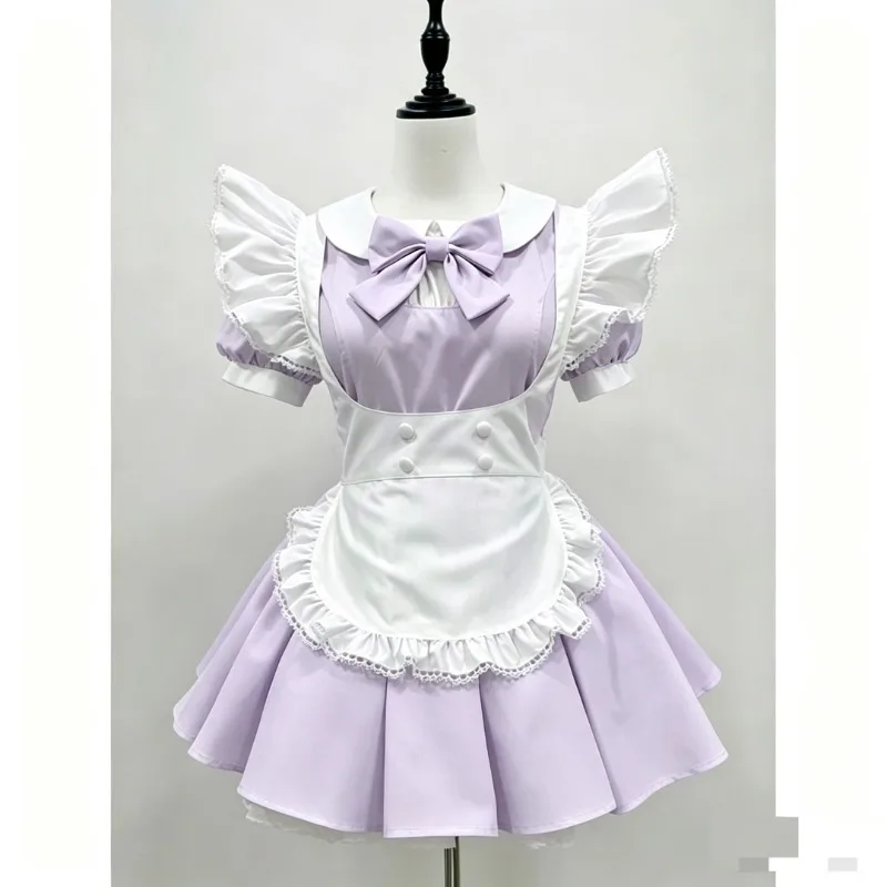 Anime Cute Maid Lolita Cosplay Costume Sweet Dress Outfit Waitress Uniform for Women Girls Comic Con Party Stage Roleplay