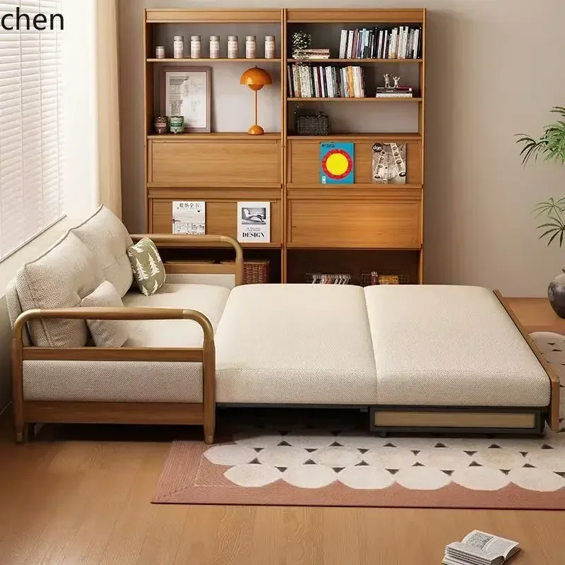 b7- Foldable Dual-use Solid Wood Multifunctional Sofa Bed for Living Room and Bedroom Single and Double Sofa