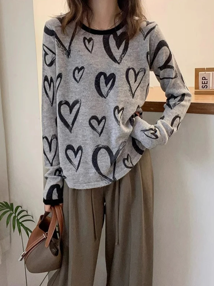 Maglione lavorato a maglia lungo allentato casual da donna sopra la testa Sle Comodo design V-Ne Coreano Faion Camere Top in lana