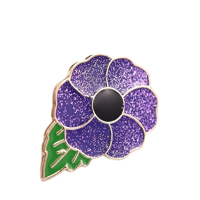 "Lest We Forget" لامعة الأرجواني الخشخاش شارة مجموعة الموضة رائعة زهرة المينا دبوس قبعة ظهره معطف التلبيب دبوس هدايا الحفلات #5