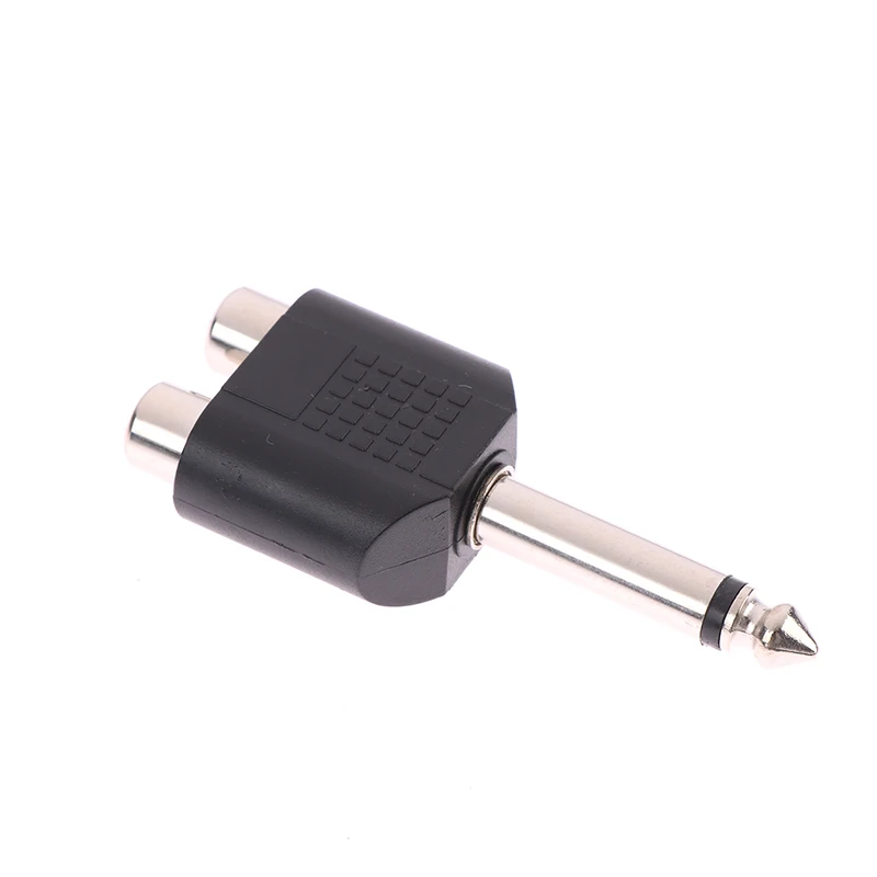 Conector Jack Adaptador para alto-falante, áudio estéreo, Mono, fêmea para 2 RCA macho, alto-falante, 6,5mm