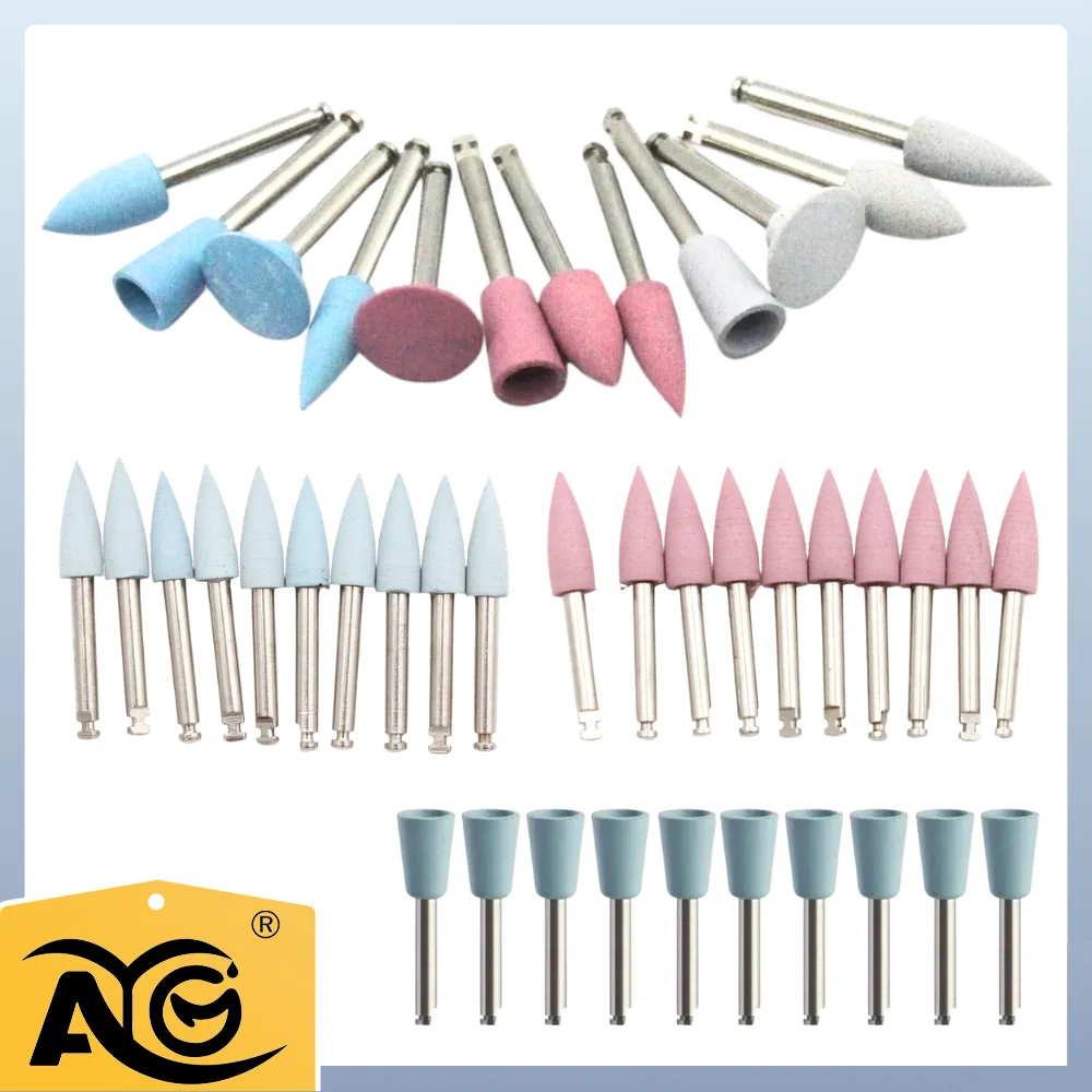 

AG 10pcs Dental Silicone Grinding Heads Polishing Burs Kit for Low Speed Contra Angle Handpiece Dentistry Instrument Accessories