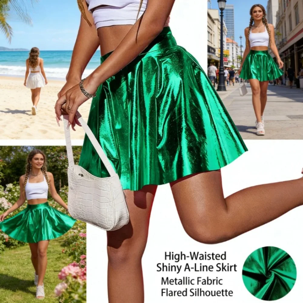 

Женская летняя юбка для йоги из искусственной кожи в европейско-американском стиле – плиссированная юбка с высокой талией и эффектом утяжки живота, с горячим тиснением, для тренировок