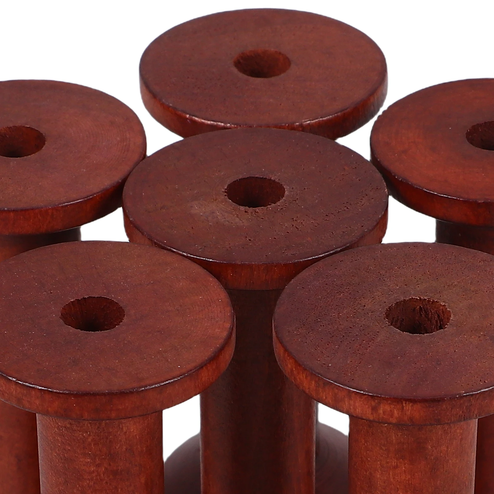 6Pcs Vintage Wooden Thread Spools Compact Sewing Organizer Household Yarn Holder Bobbins Thread Storage Wooden Bobbins Spools
