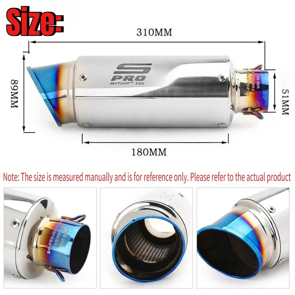 51 مللي متر/61 مللي متر عالمي ، تعديل SC السلس النهاية دراجة نارية خمار ماسورة العادم أنبوب الهروب انفصال DB القاتل الفولاذ المقاوم للصدأ