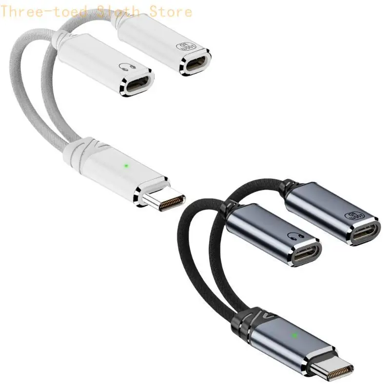 USB C Kopfhörer Ladeadapter Typ C 2 in 1 Splitter Kabel Draht HiFi Sound E74A – Detail 2
