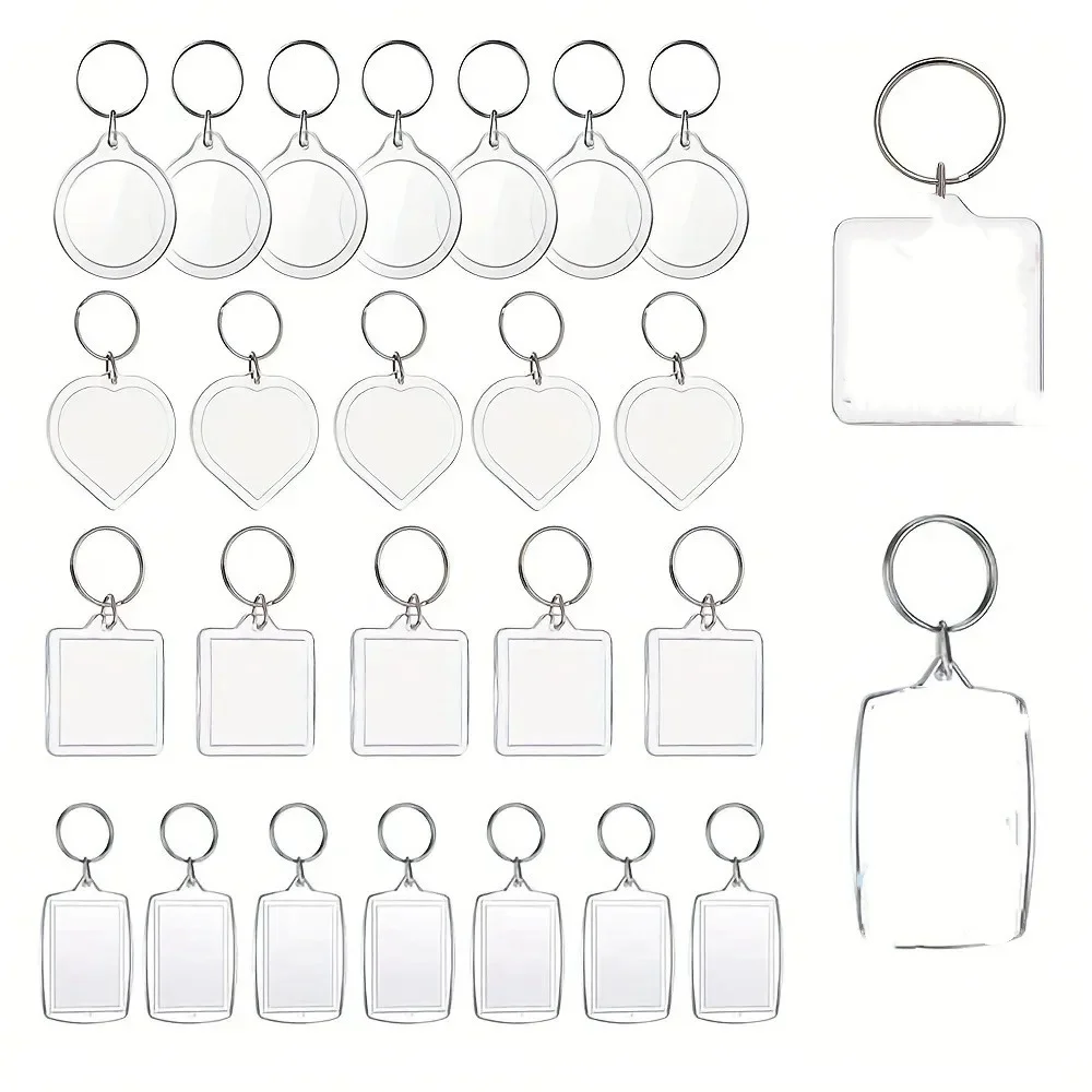 10Pcs Clear Acrylic Photo Frame Keychain Double Sided Blank Picture Insert Keyrings DIY Craft Supplies image 3
