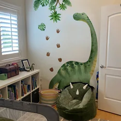 Cartoon watercolor style Dinosaur English Sun Green Plant children's room wall stickers Home decor beautification wall stickers