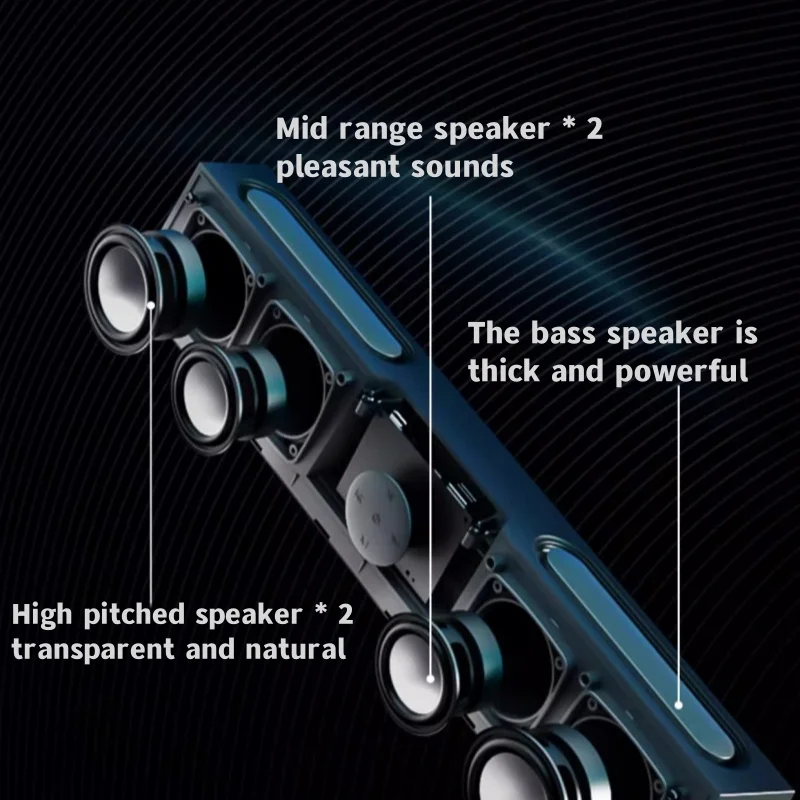 Imagem -04 - Soaiy-alto-falantes Bluetooth sem Fio Alta Potência Super Bass Barra de Som Home Theater Computador tv Relógio Inteligente Rgb Sh18