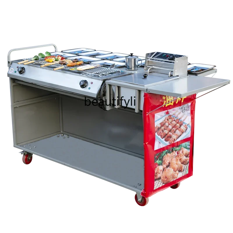 03.Commercial barbecue stall Fried grill cart Multifunctional dining car Large barbecue truck