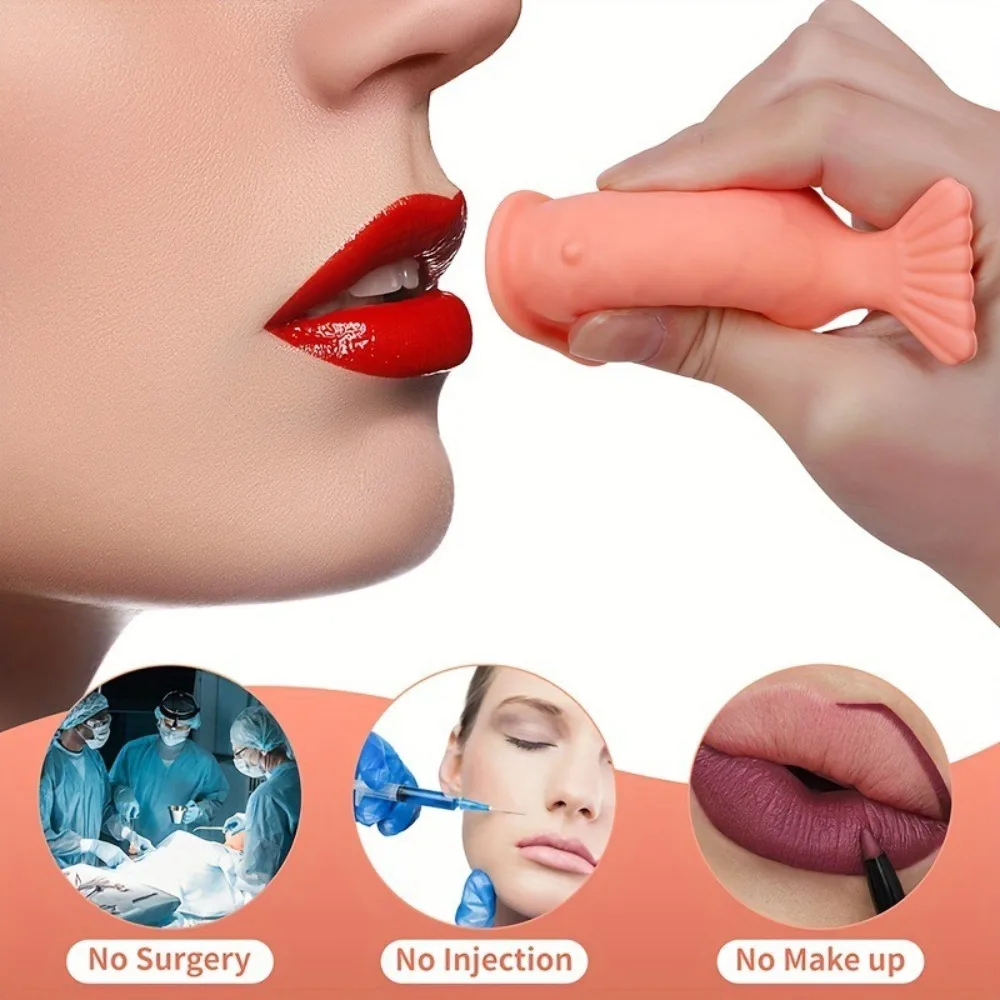 Novo intensificador de lábios reutilizável, forma de pout macio, silicone, peixe, ferramentas de enchimento de lábios, engrossar, bomba de beleza gorda, sucção, plumper