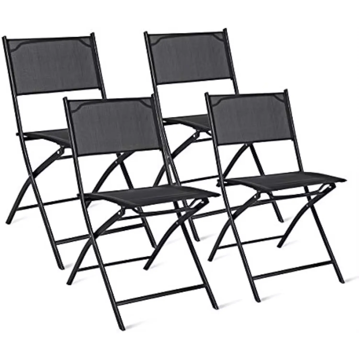 4 PCS Folding Patio Chairs, Portable Camping Chair Set, Rust-Proof Steel Frame & Space Saving,Outdoor Patio Furniture for Garden