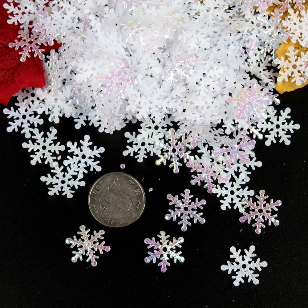 Mehrfarbiges Weihnachtsschneeflocken-Konfetti zum Selbermachen, 1,5 cm/2 cm/3 cm, künstliche Schneeflocken, glitzernde Schneeflocken-Pailletten, Weihnachtsbaum