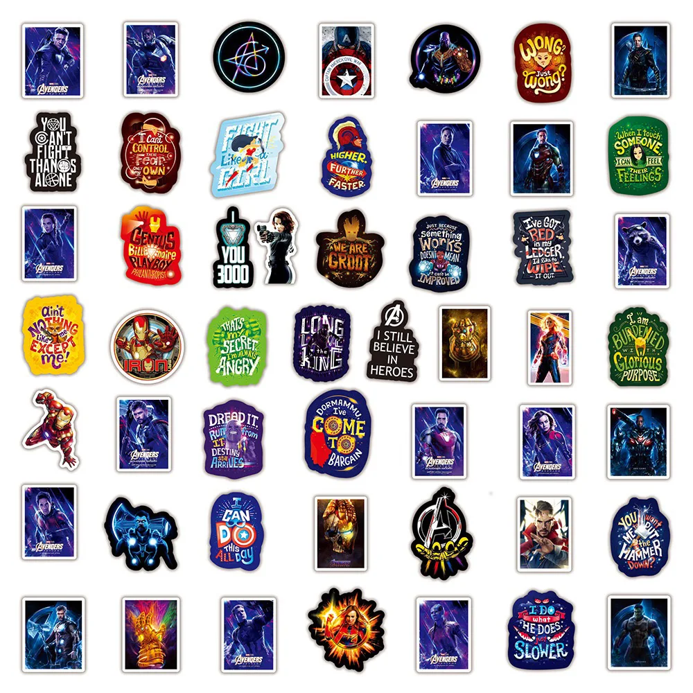 Autocollants de dessin animé Disney Super Hero Mix Marvel, étiquette de guitare, ordinateur portable, bagages, Skateboard, Graffiti, amusant, jouet pour enfant, 10/30/50 pièces