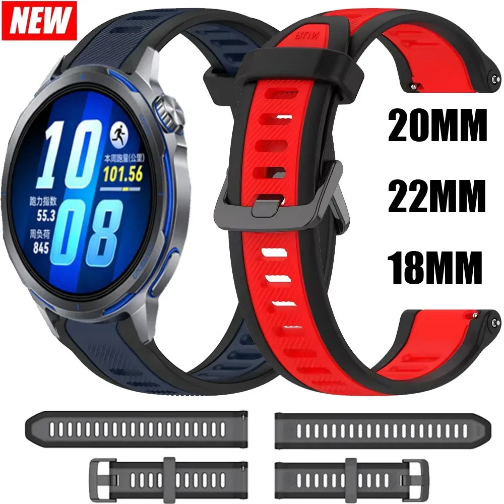 Sports Silicone Strap for Huawei Watch GT Runner 2/GT6/5/4 22mm 20mm 18mm Wristband Correa Amazfit Balance 3 Bip Max Active 3/2