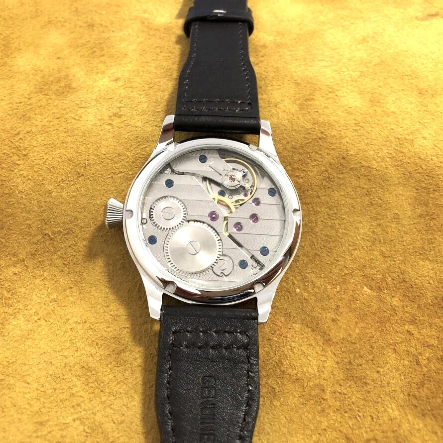 44mm New Sapphire Crystal Or Mineral Glass No Logo Carved Dial Asian 6497 Mechanical Movement Men\'s Pilot Watch GR14-22