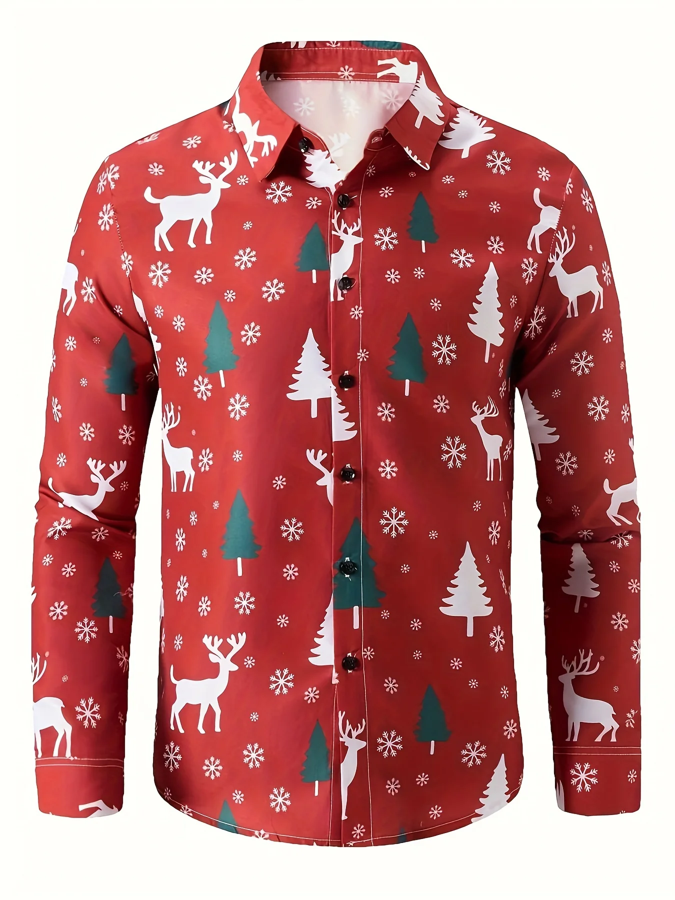 Christmas Festival Theme Men\'s 3D Printed Formal Shirts Santa Claus Elk Graphic Long Sleeve Shirt Fashion Men\'s Shirts For Men