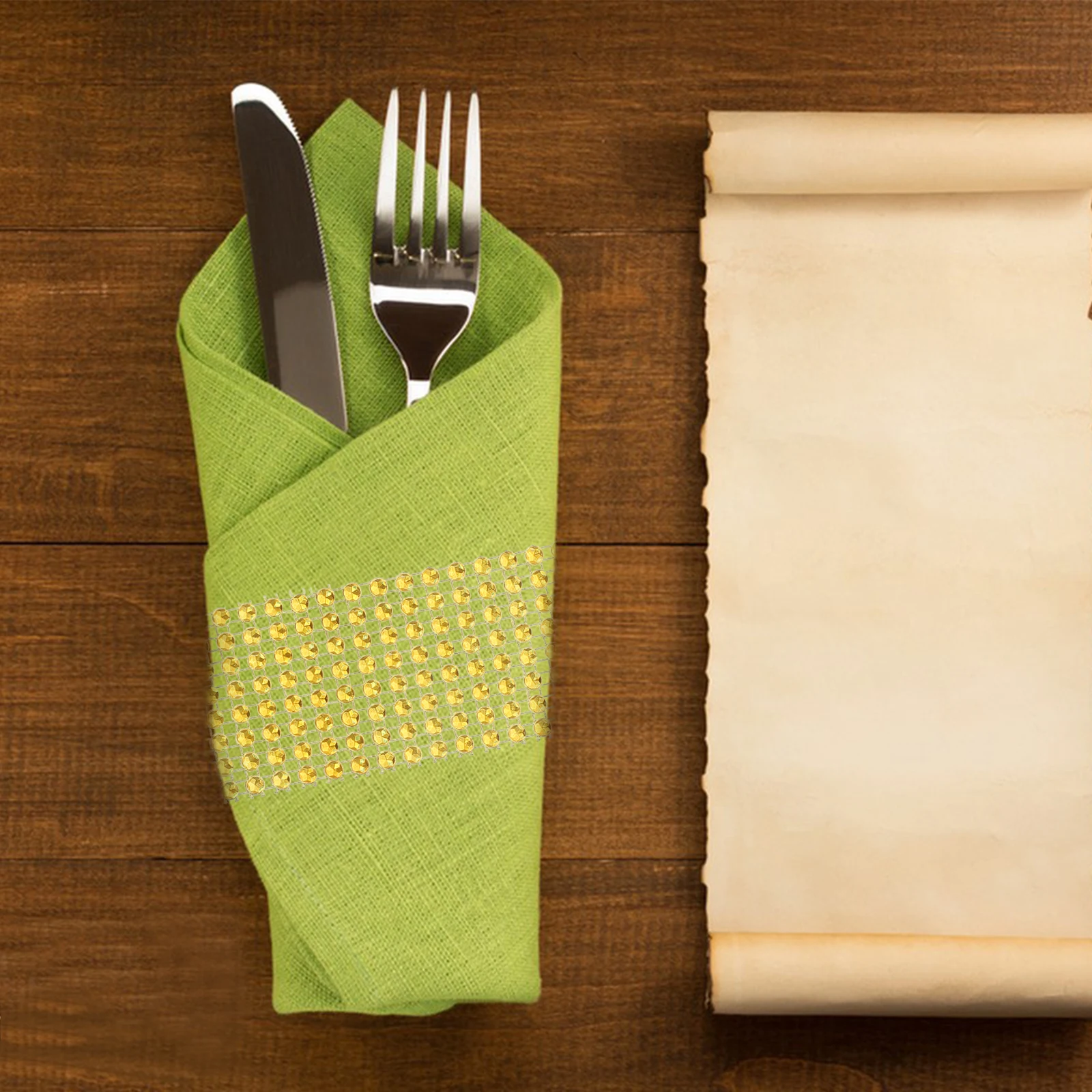 

24pcs Gold Napkin Rings Elegant Diamond Serviette Buckle Table Decoration Wedding Party Banquet Dinner Xmas 8 Rows Rhinestones