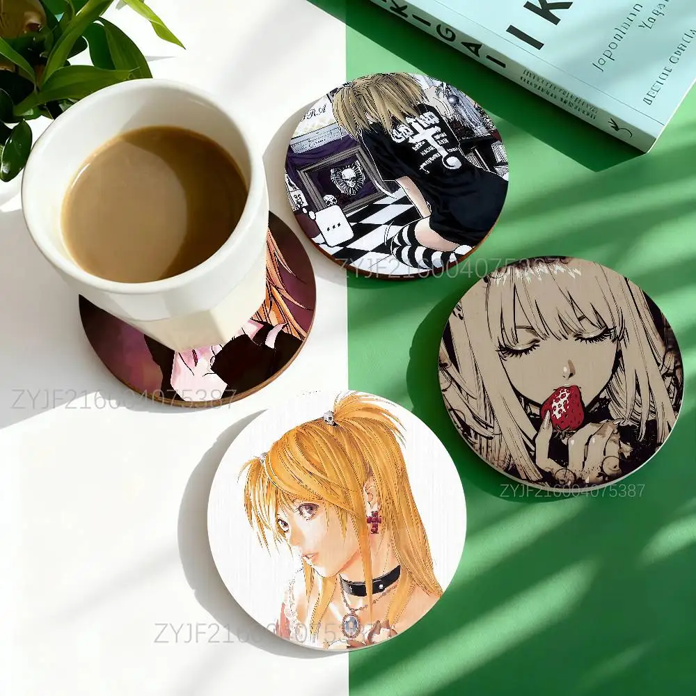 

D-Death Note Misa Round Wooden Heat Resistant Non-slip Drink Cafe Decoration 2D Flat Color Print Set