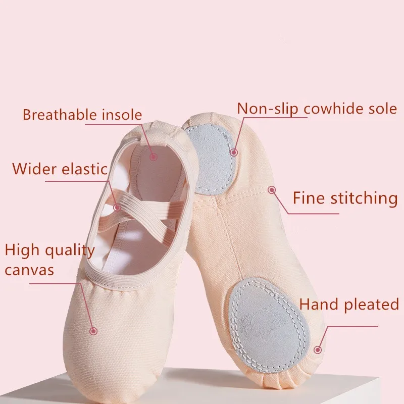 Ballet Shoes For Girls Canvas Flat Ballet Dancing Slippers Ballerina Practice Shoes For Women Children Soft Sole Dance Shoes