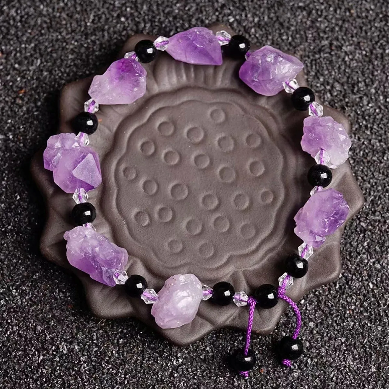 Natural Amethyst Rough Stone Beaded Bracelet, Handmade DIY Design, Multi Style Fashion Jewelry, Gift for Women