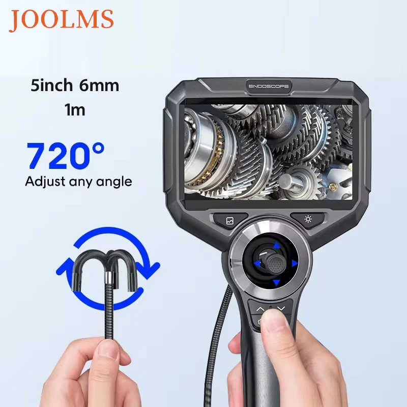 

5inch Industrial Endoscope Camera 4Way 720 Degree Steering Inspection Borescope Camera With 6mm 1m Tungsten Lens For Cars Pipe