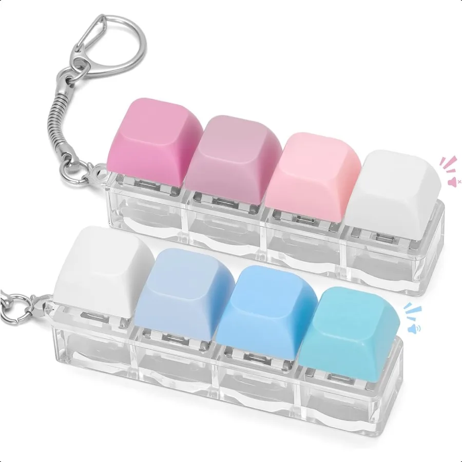 

2 шт. игрушки-клавиатуры для взрослых, бесшумная и громкая клавиатура-кликер, брелок, сенсорная игрушка для снятия тревоги, стресс, аутизм, Bluea