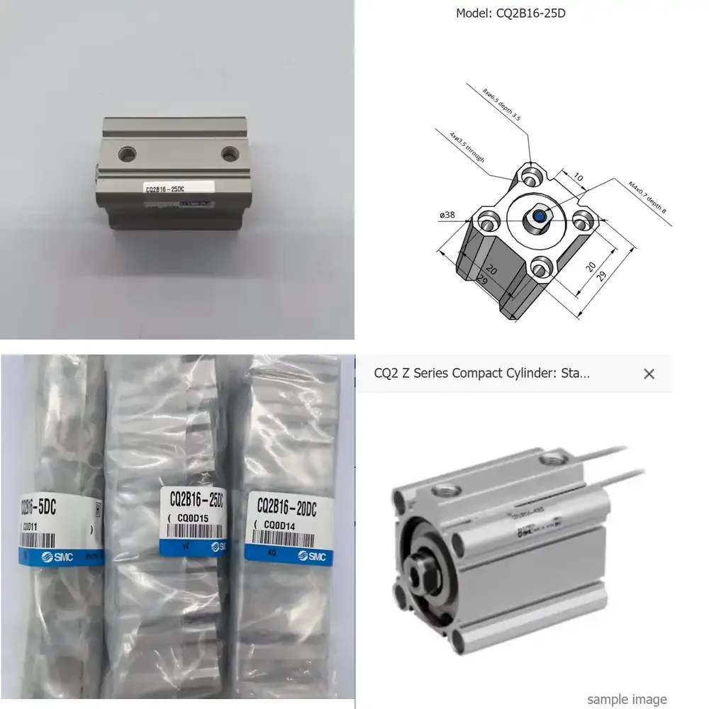 

SMC Genuine Original CQ2 Z Series Pneumatic Cylinder CQ2B16-25D Compact Double Acting Single Rod Standard Type New Condition