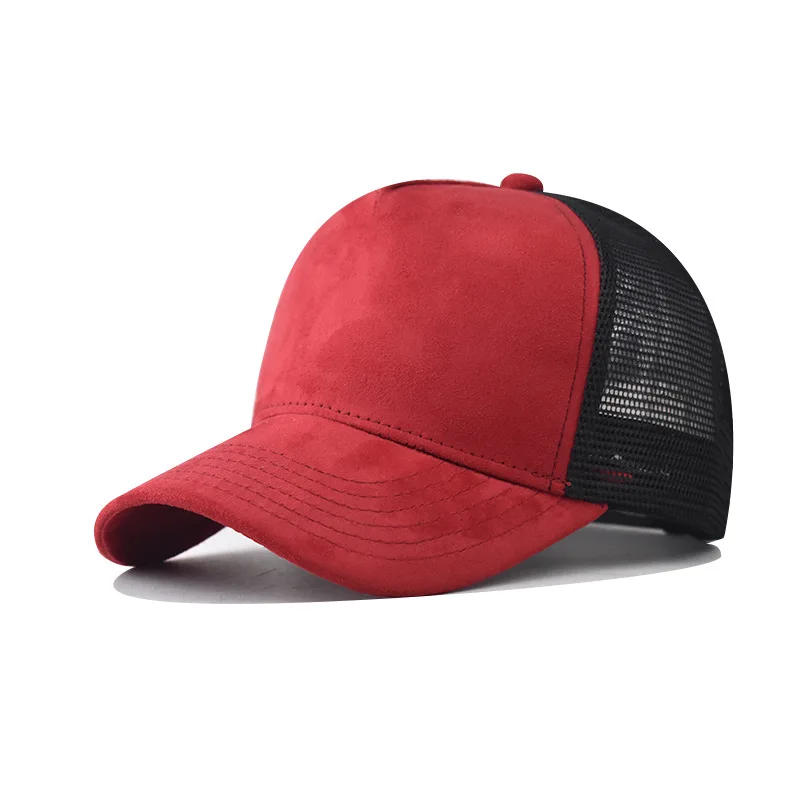 Suede Mesh Trucker Hat Structured Breathable Adjustable Baseball Cap for Men and Women