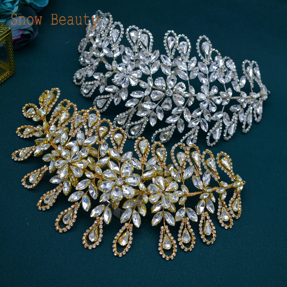 

DZ047 Handmade Rhinestone Wedding Hair Band Luxury Crystal Tiaras Silver Bridal Headpiece Women Brides Bridesmaid Hair Jewelry