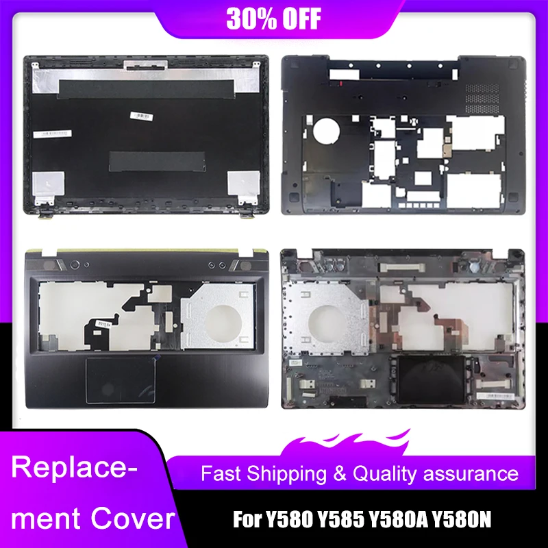 New Laptop LCD Back Top Cover For Lenovo Y580 Y585 Y580A Y580N Series Palmrest Upper Bottom Base Case Replacement A C D Cover