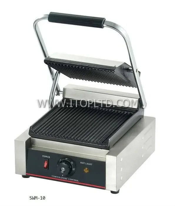 Auto Constant Temperature Control Professional Electric Grill Sandwich Machine High-Efficient Single Head Commercial Panini Gril