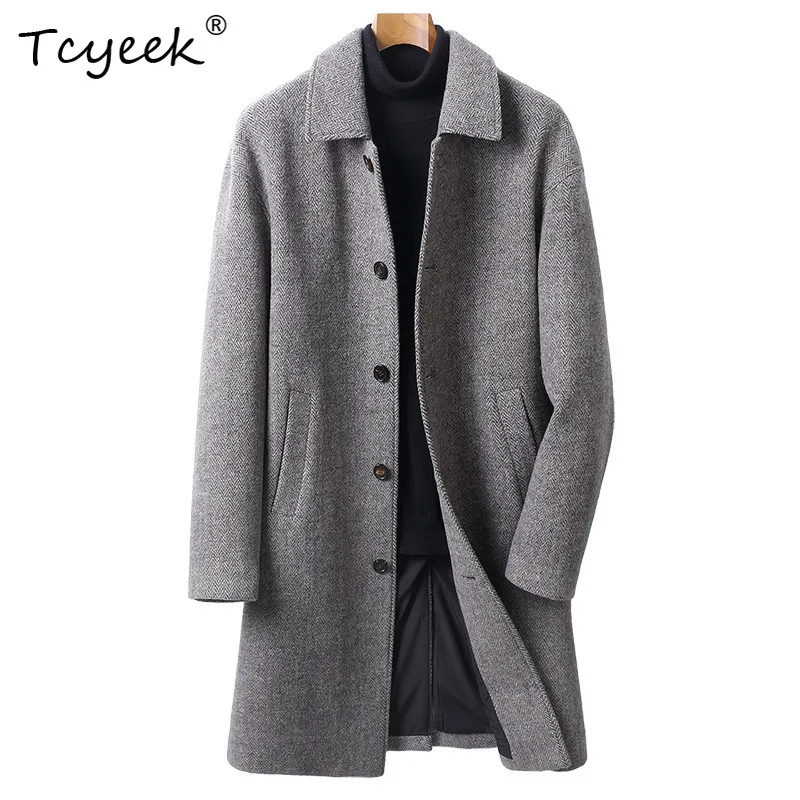 Tcyeek 94% Wool Coat Men's Autumn Winter Clothes High Quality Double-faced Woolen Coats for Men Business Mens Jacket Chamarras