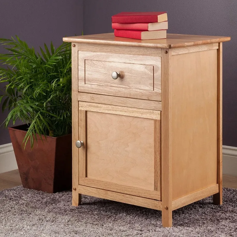 Winsome Accent Table Natural Simple Ageless Design Provides Plenty of Storage Space in The Pull Out Drawer Spacious Cabinet