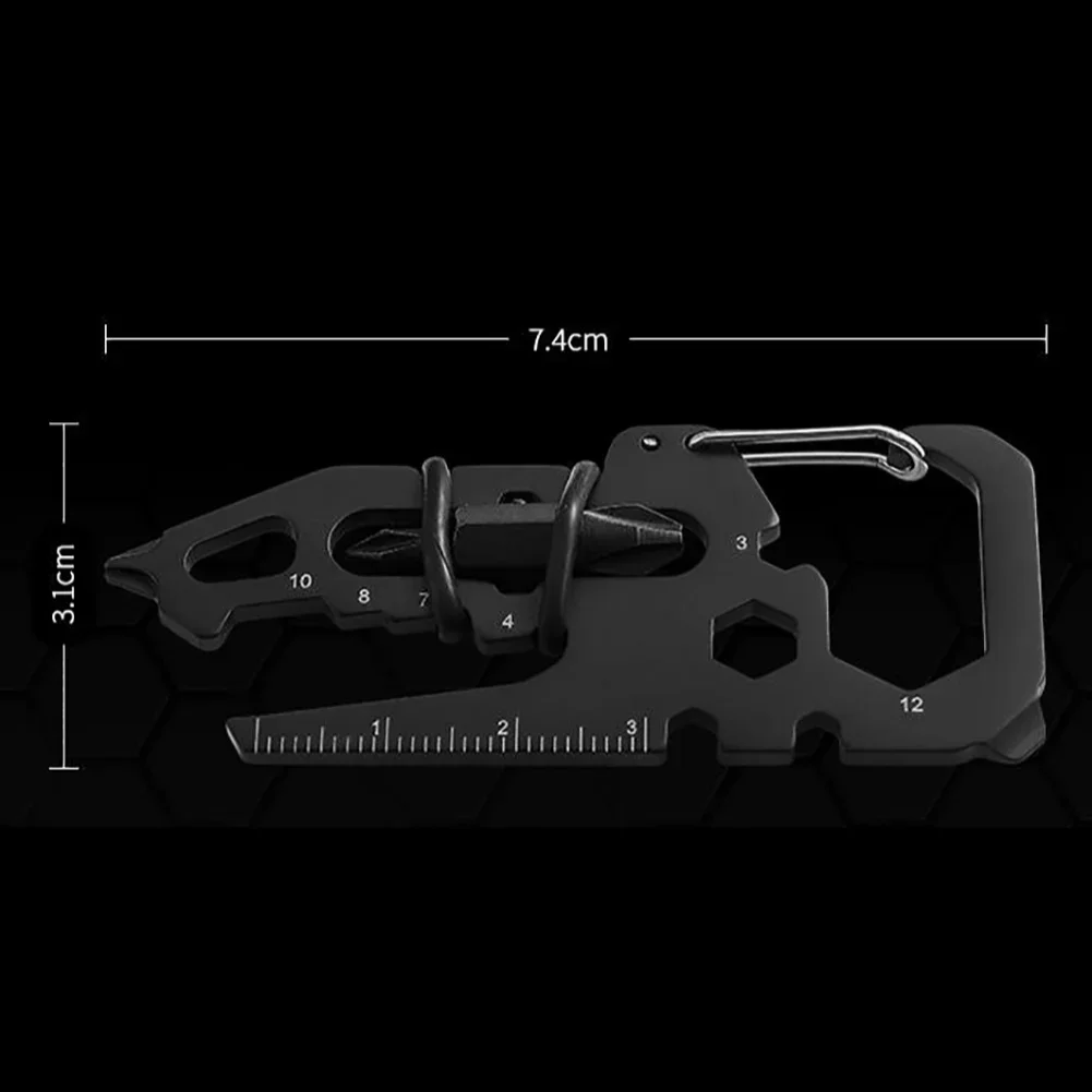 Stainless Steel Outdoor Tools Carabiner Clip Bottle Opener Keychain Ring Multifunction Card Tool Camping Climbing Accessories