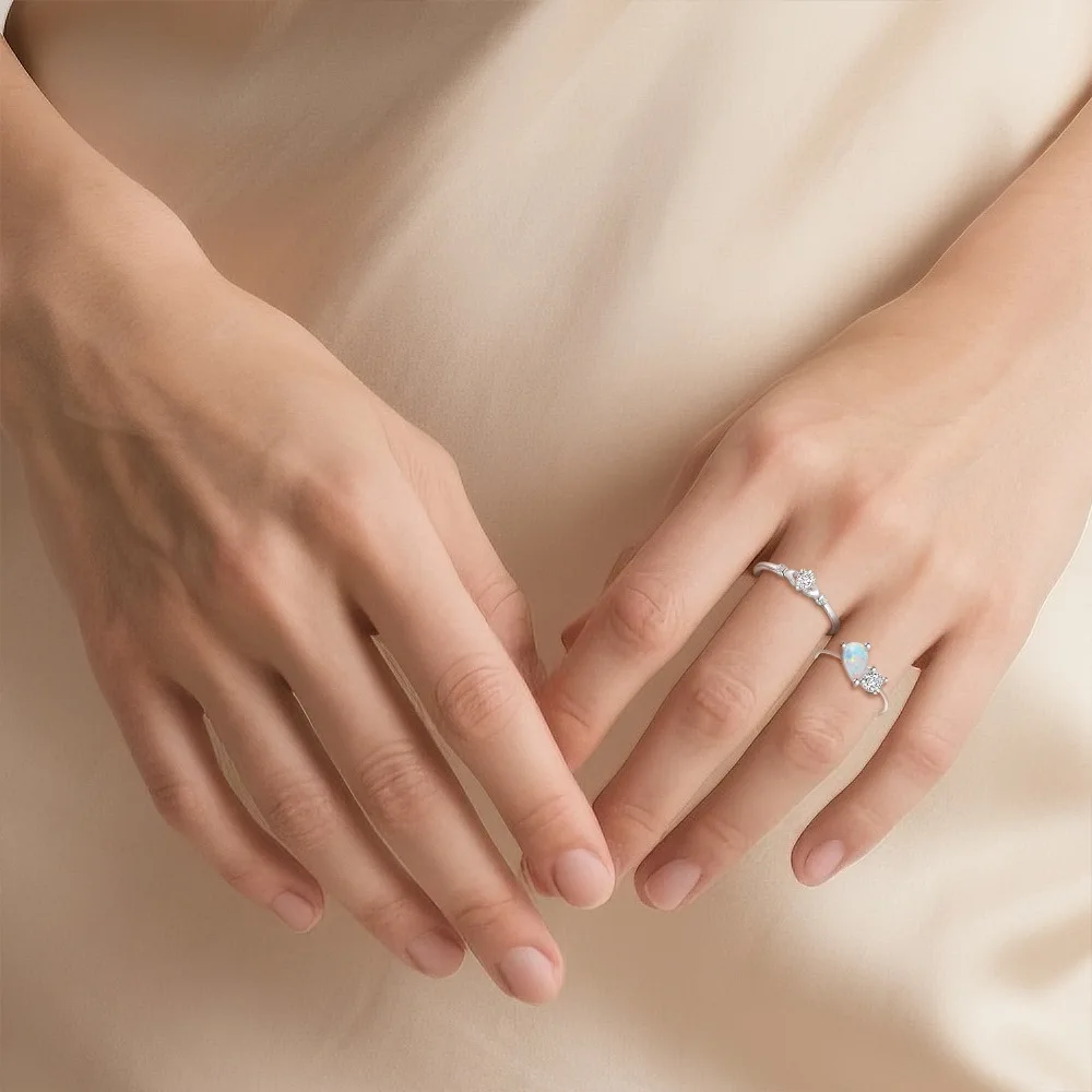 

Новое кольцо из чистого серебра S925 с подвеской в виде рыбной лески для женщин, стильный дизайн с лунным камнем, уникальный нишевый аксессуар