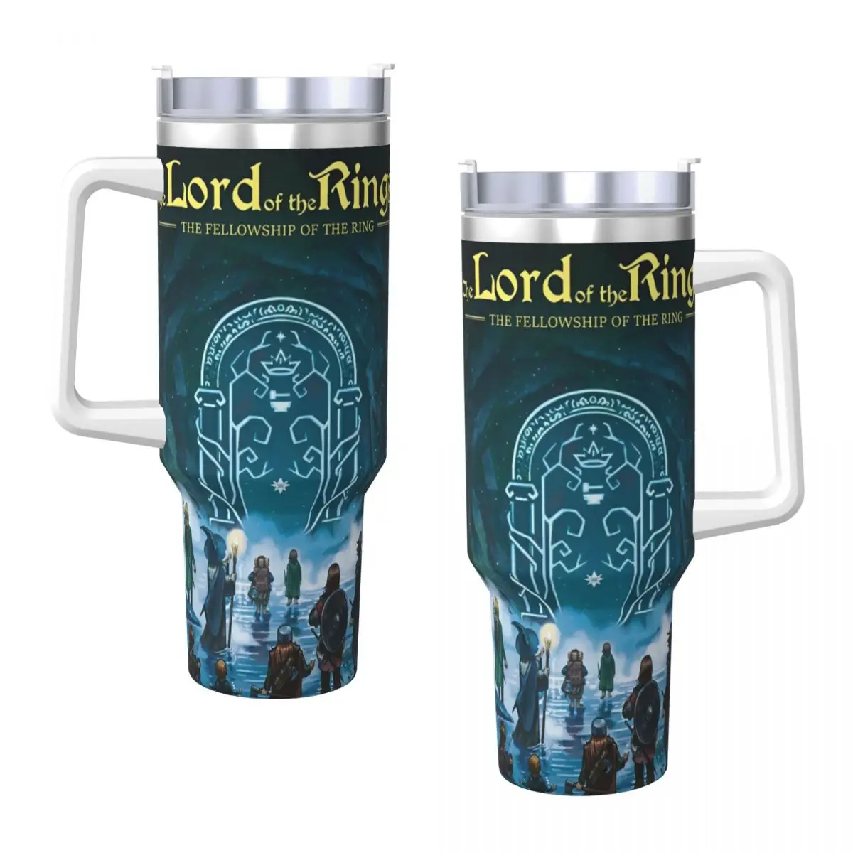 L-Lords Of The R-Rings Stainless Steel Tumbler Beach Car Mugs 40oz Thermal Mug Heat Preservation Hot Drink Milk Tea Water Bottle