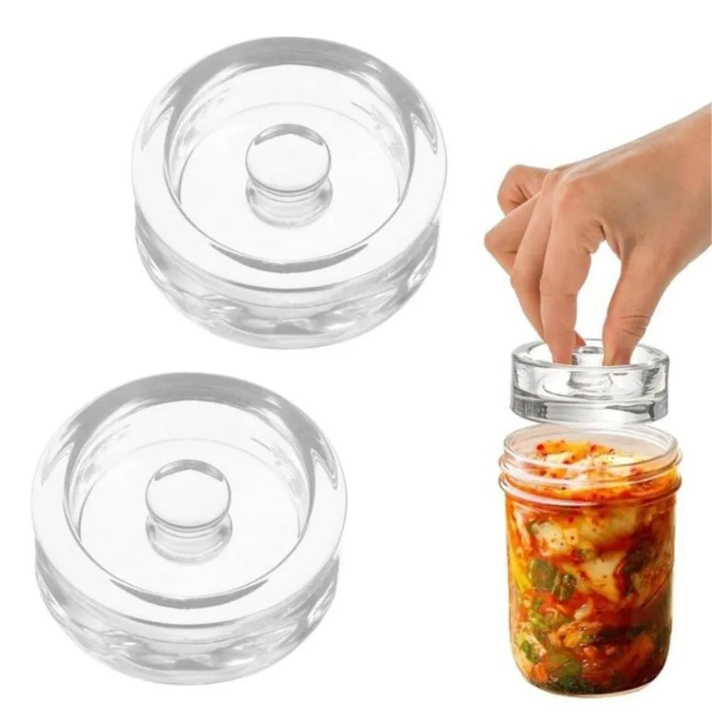 Transparent Fermentation Glass Weights Heavy with Handle Sealed Storage Container Lid Round Cheese Fermentation Lid
