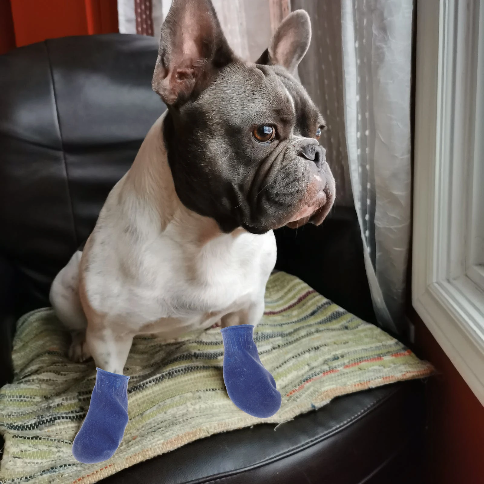 

4 Pcs Dog Boots Pet Waterproof Shoes Cover for Dogs Puppy Protector Blue Covers