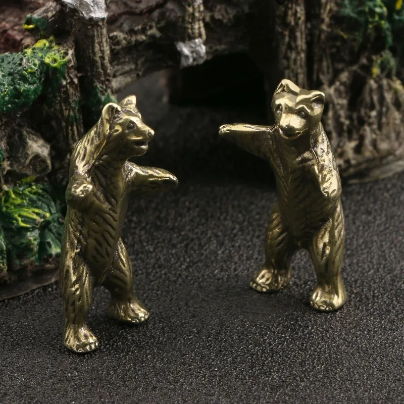 1 PC Brass Bear Ornament Creative Tea Pet Animal Decor Craft Office Unique Gift Art Craft Collectible Home Decoration Accessory