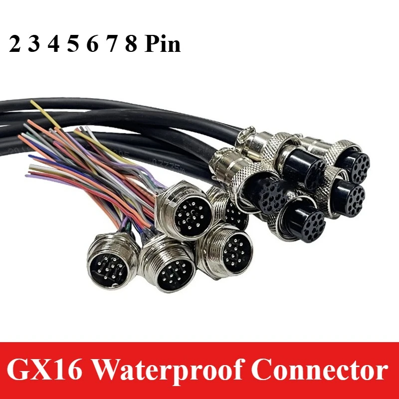 GX16 Butt Joint Aviation Steckdose Sensor 2P 3Pin 4P 5Pin 6P7P8 Pin Verdrahtung Power GX16 Wasserdichten Stecker Luft Stecker mit Kabel