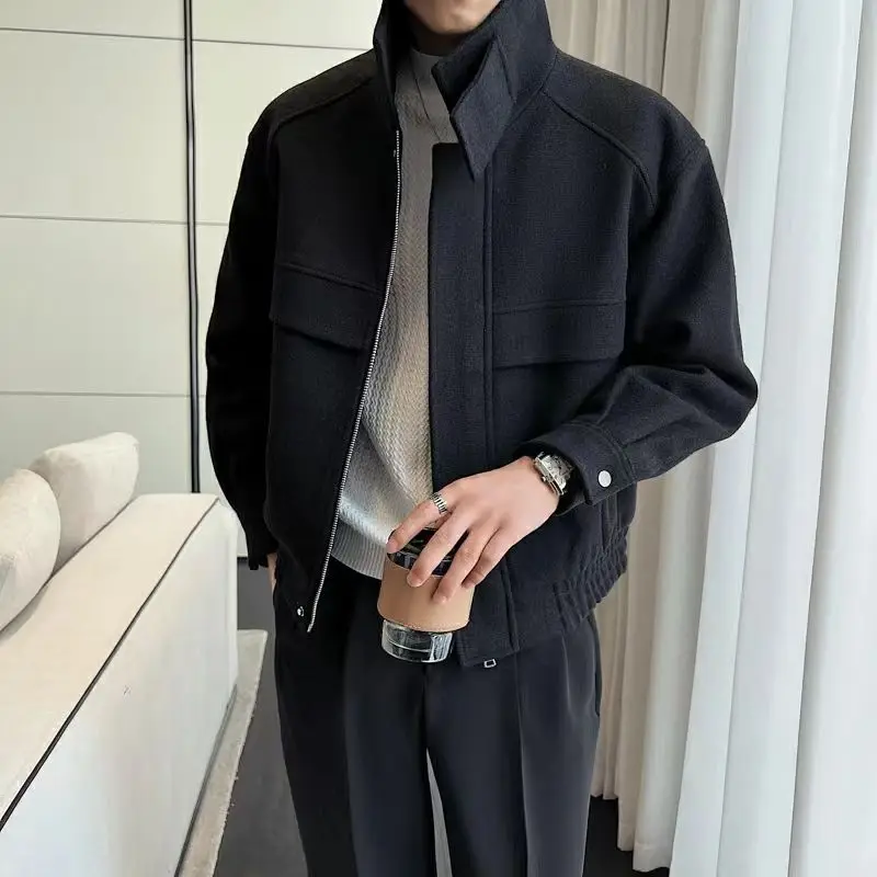 Veste en laine pour homme, style automne-hiver, nouvelle collection, manteau court en laine épaisse