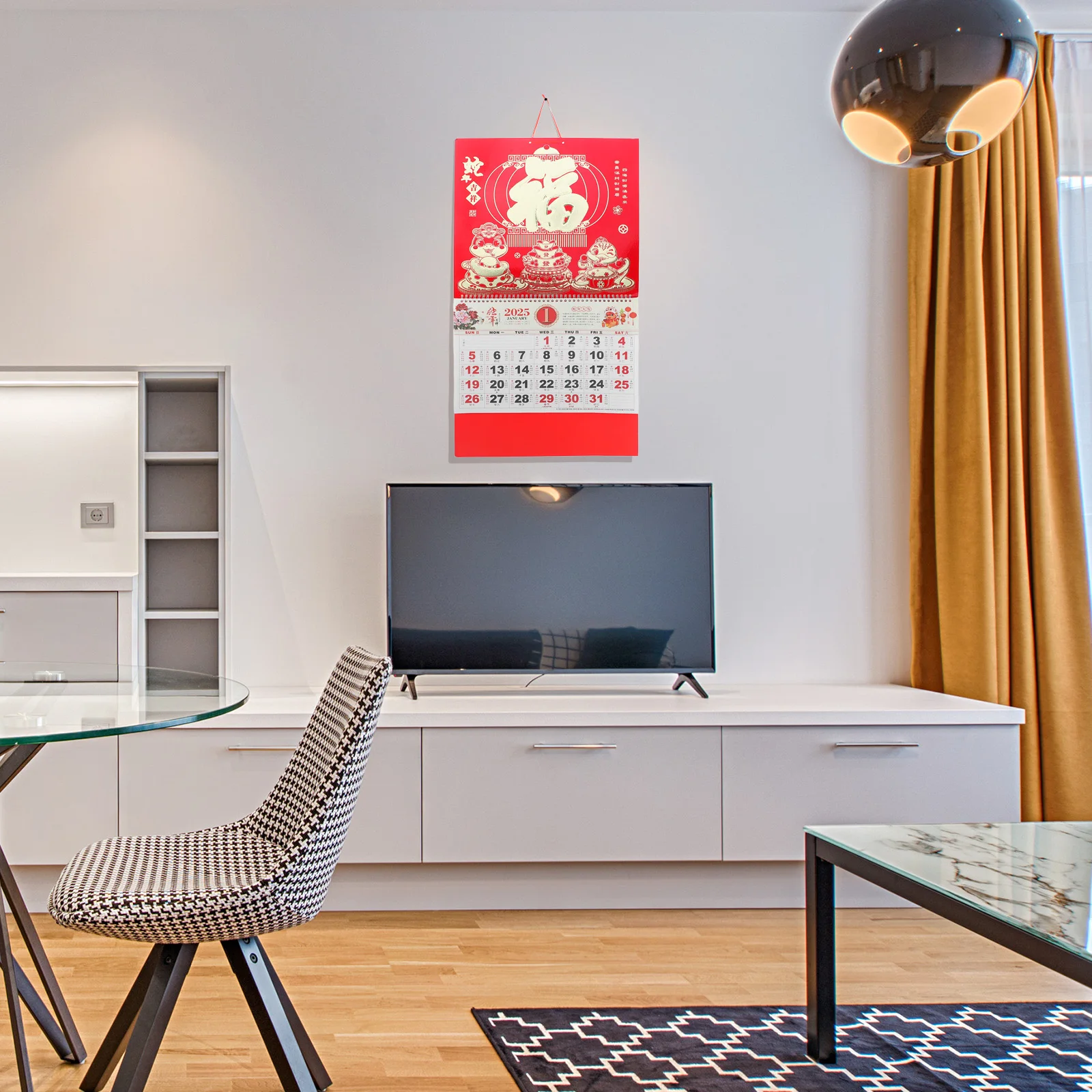 

2025 Paper Hanging Calendar Chinese New Year Decor Traditional Wall Calendar Not Easy to Break Multi-Scene Usage Monthly