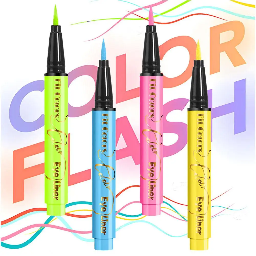 12 Colors Liquid Eyeliner Neon Colored Halloween Liner Body Waterproof Makeup Fluorescent UV Blacklight Face Eyeliner Pen P R1A7