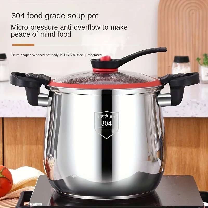 Pressure cooker made of 304 stainless steel food-grade, non-stick pot with lid, multi-functional large-capacity stew pot, suitab