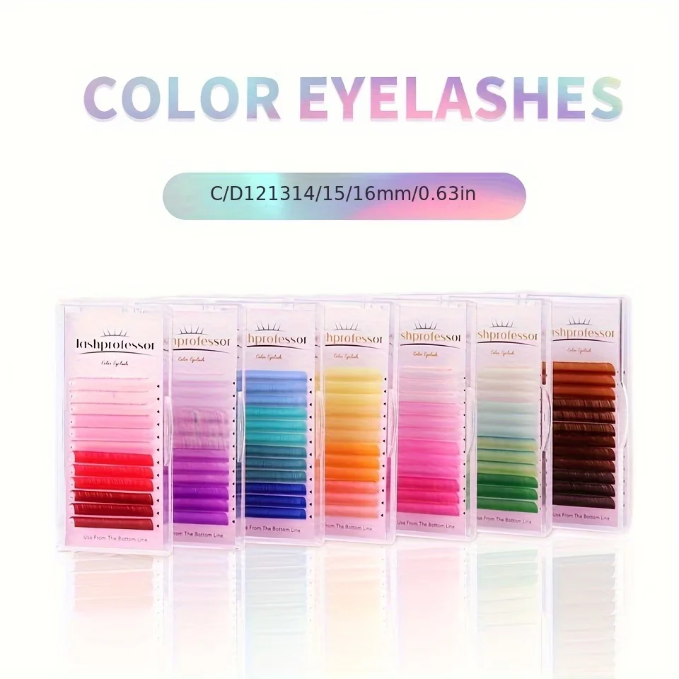 Lashprofessor Colored Lashes MIX Color Pink Purple Blue Green  Faux Mink Colorful Individual Eyelash Extension Makeup Cilios
