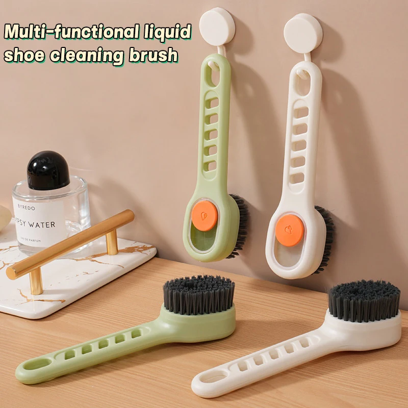 1Pc Multi-functional Shoe And Laundry Brush With Liquid Dispensing Function, Suitable For Home Use, Press-type Liquid Dispensing