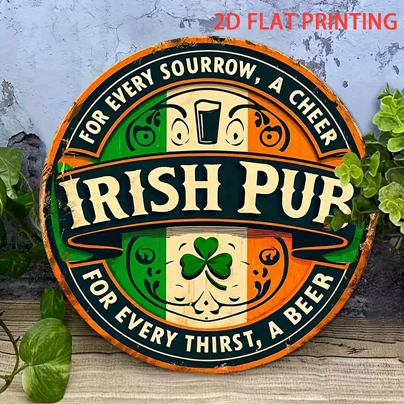 A 2D Flat Decorative Sign for an Irish Pub,Perfect for Any Drink Enthusiast. Made from Wrought Aluminum.Ideal for Bedroom Decor