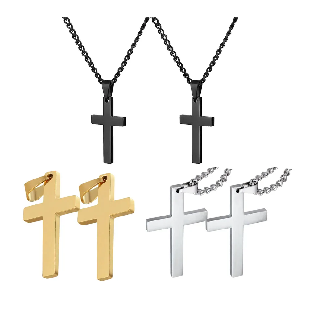 

6 Pcs Jesus Cross Pendant Necklace Shiny Stainless Steel Jewelry Gift Souvenir Elegant Design Fade Resistant
