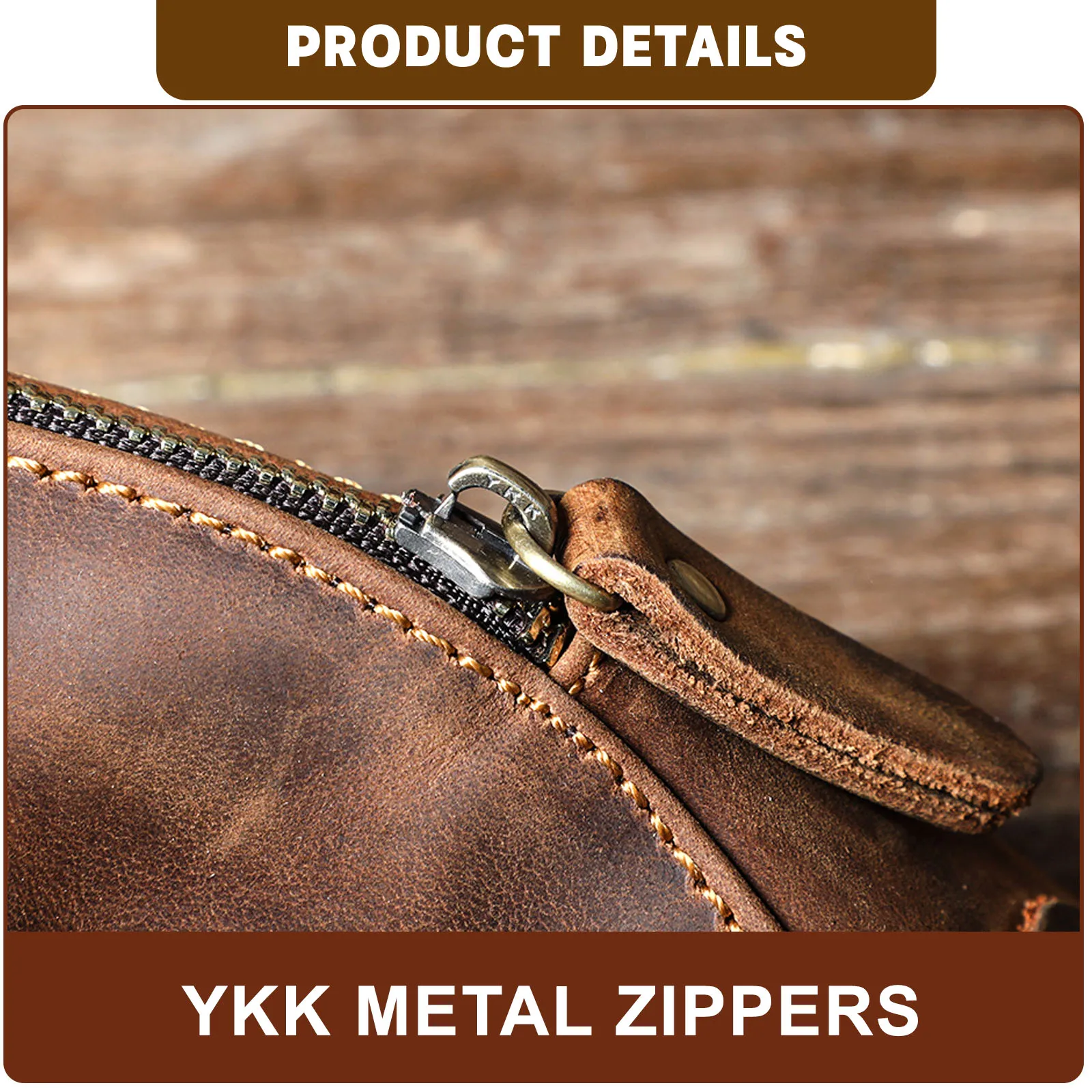 Hochwertige Echtleder-Brusttasche für Herren, Vintage Vollnarbenleder-Umhängetasche, Sling Bag, Tagesrucksack mit großer Kapazität – Detail 11